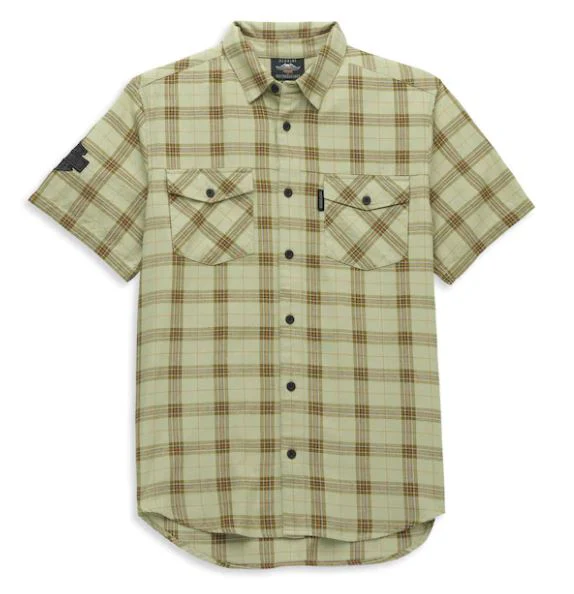 SHIRT-WOVEN,TAN PLAID 96019-22VM