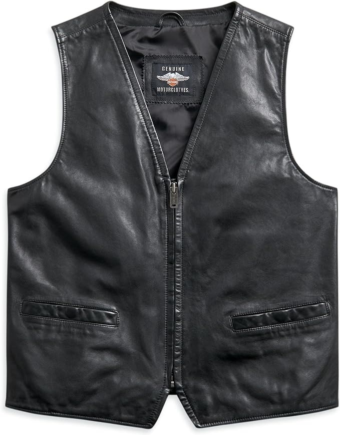 VEST-LEATHER,BLACK 97010-21VM