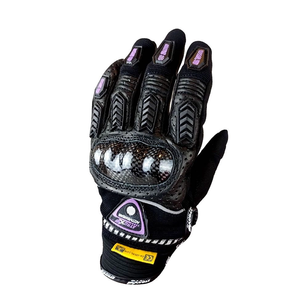 GUANTE ATROX BALI (CE4325) CUERO Y TEXTIL NEGRO MORADO