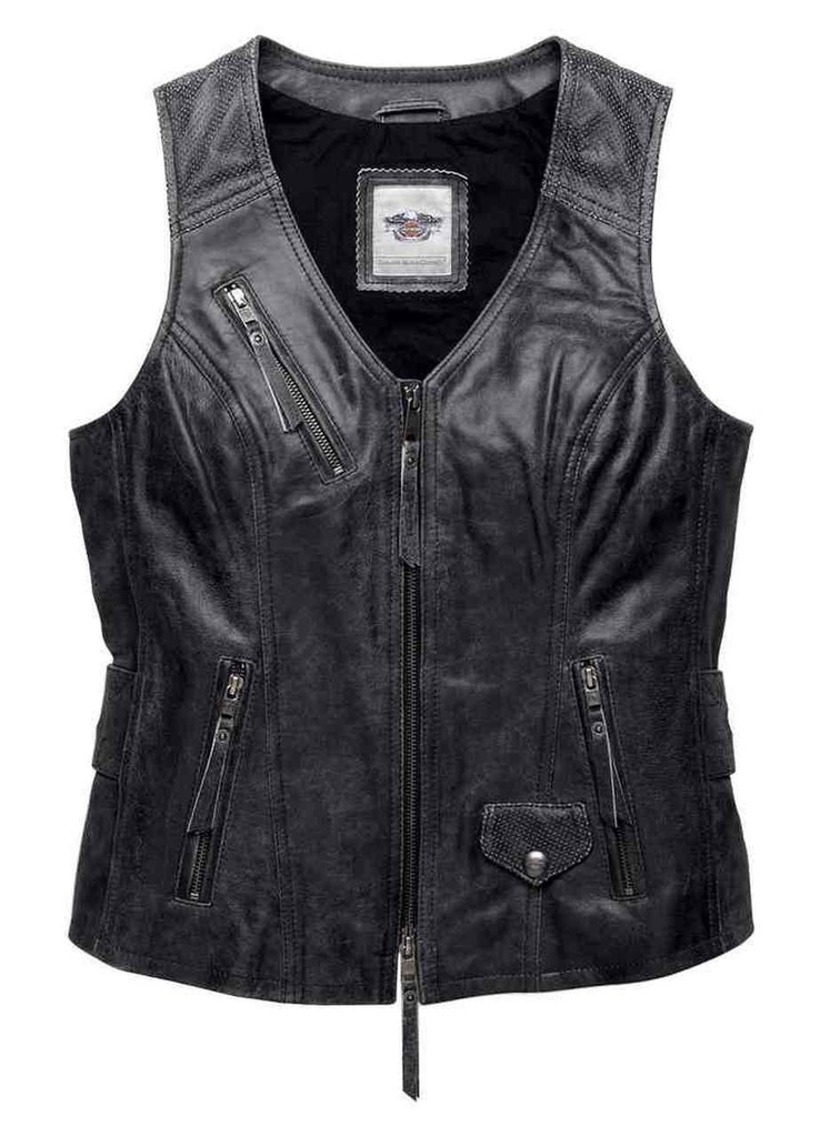 VEST-LTHR,DUST RIDER,BLK 98103-16VW