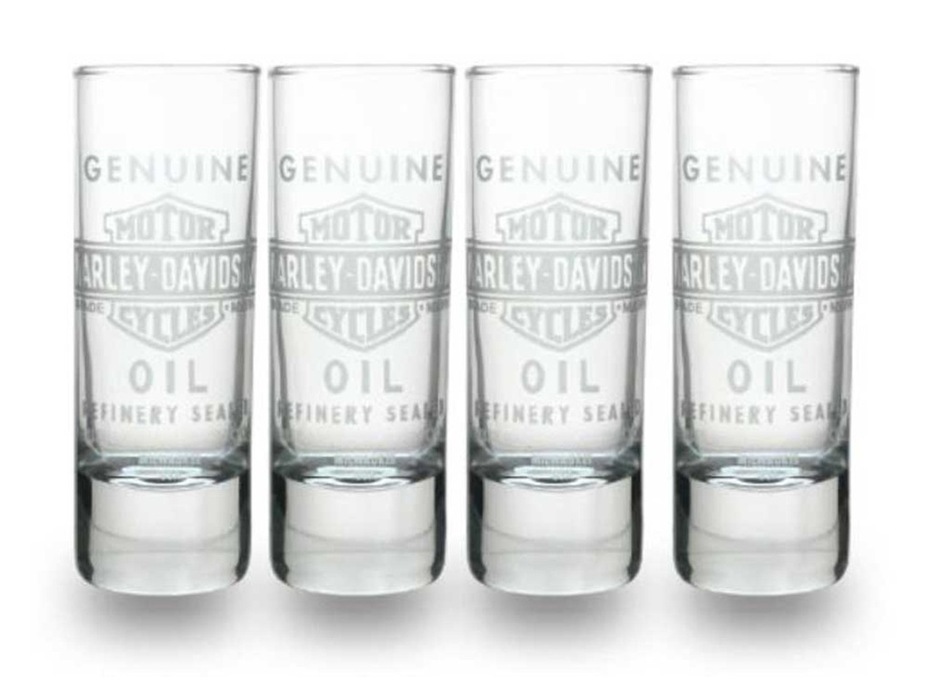 Shotglass, Genuine Oil, Tall Clear, Set of 4, 2.5 oz.