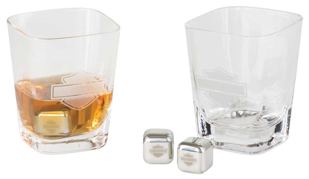 H-D Silhouette B&S Rocks Glass Set