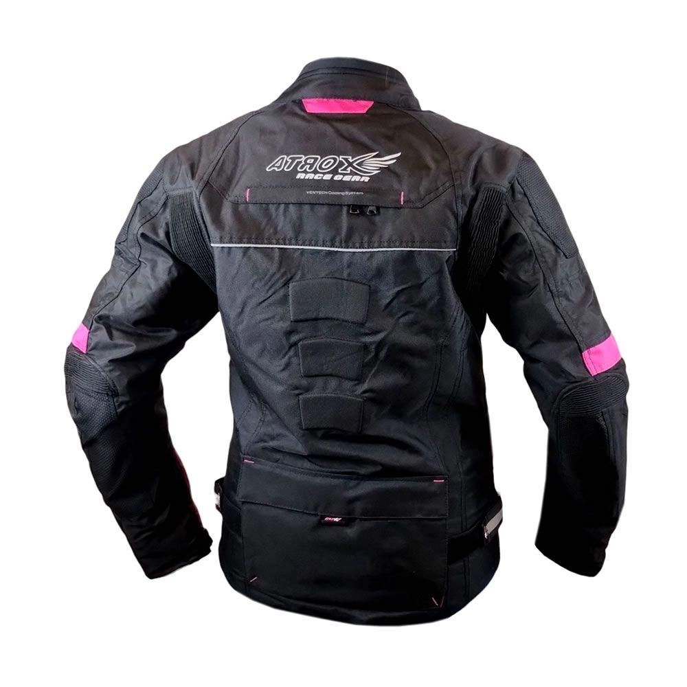 CHAQUETA ATROX CHRONO-2 (AT-2402) MUJER NEGRO ROSA | MOTORCITY
