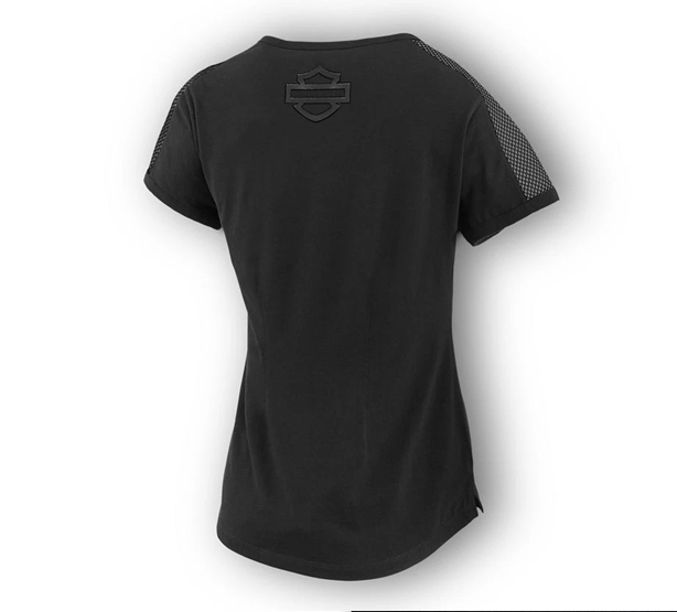 TEE-3D MESH ACCENT,S/S,KNT,BLK 99235-19VW