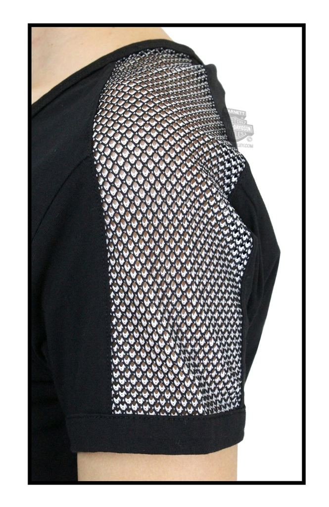 TEE-3D MESH ACCENT,S/S,KNT,BLK 99235-19VW