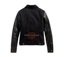 JACKET-DENIM/LEATHER,BLACK 98411-20VW