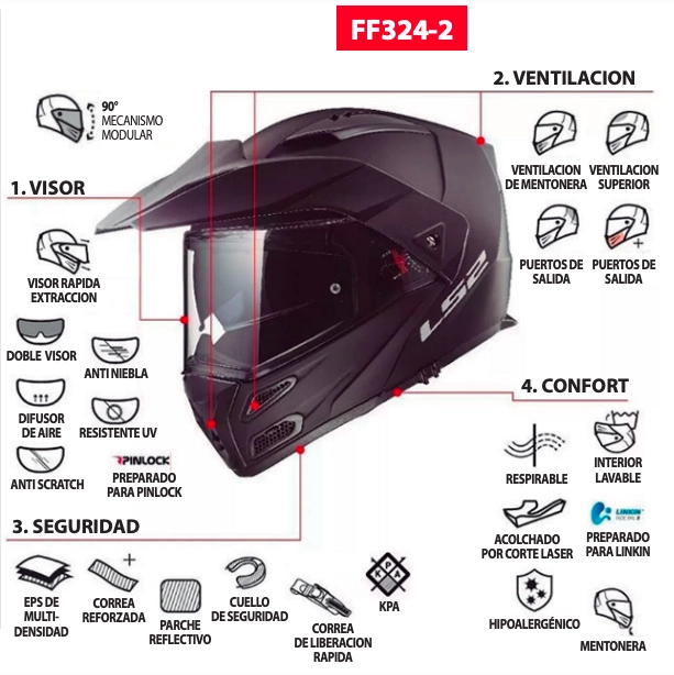 CASCO LS2 FF324 EVO RAPID NGRO/NAR MAT 