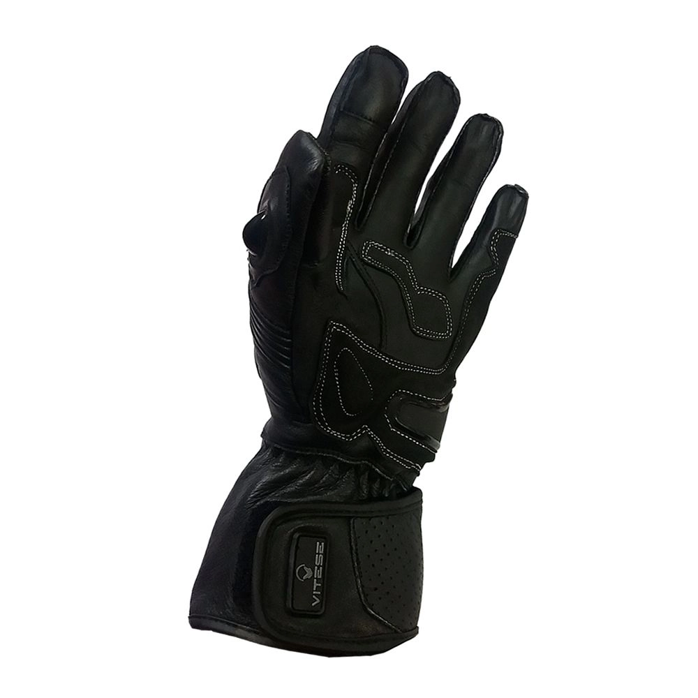 GUANTES VITESE VR6 LARGO CUERO NEGRO 