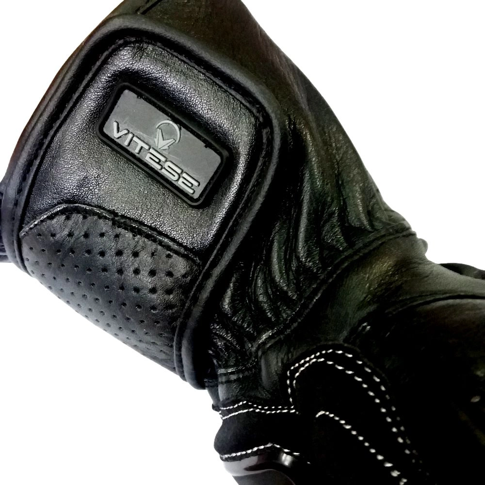 GUANTES VITESE VR6 LARGO CUERO NEGRO 