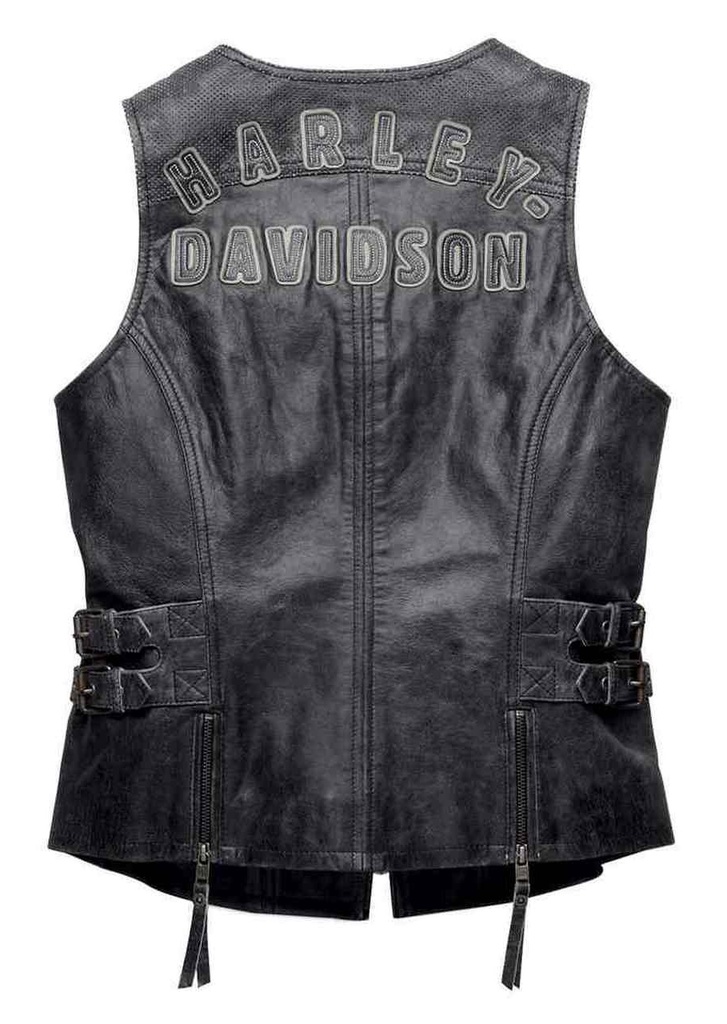 VEST-LTHR,DUST RIDER,BLK 98103-16VW