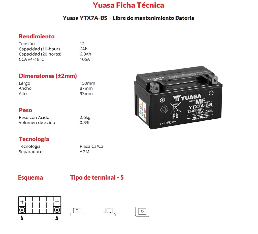 BATERIA YUASA YTX7A-BS