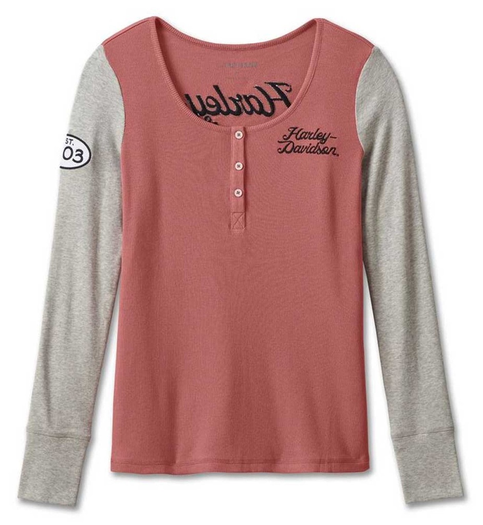 HENLEY-KNIT,PINK COLORBLOCK 96681-23VW