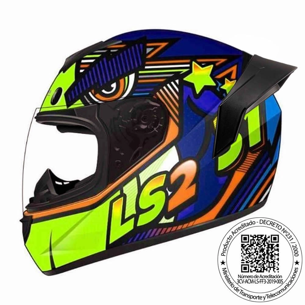 [1035270690030] CASCO LS2 FF352 KHAN AZUL AMARILLO  (M)