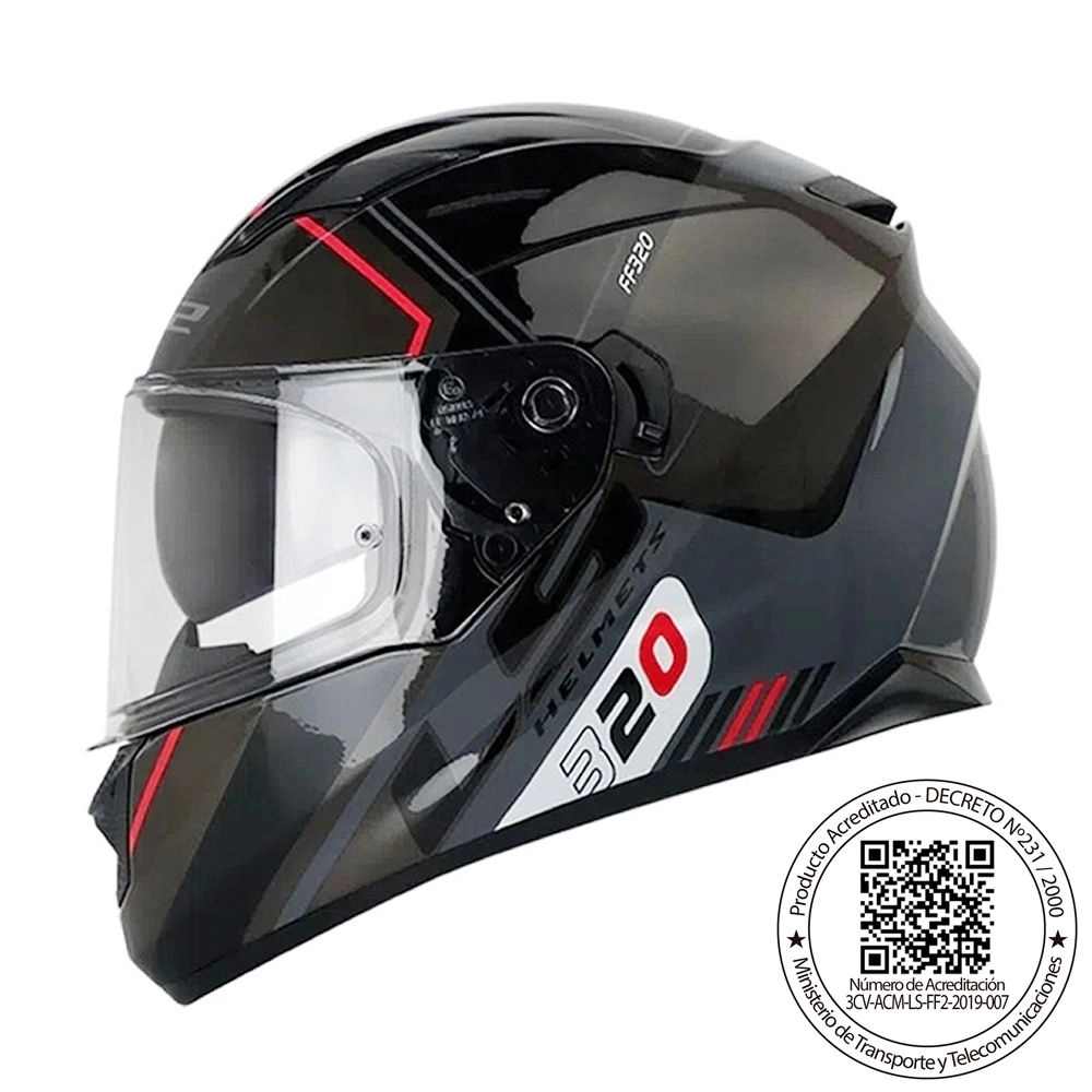 [16600] CASCO LS2 FF320 STREAM EVO SCHE NEGRO GRIS  (M)