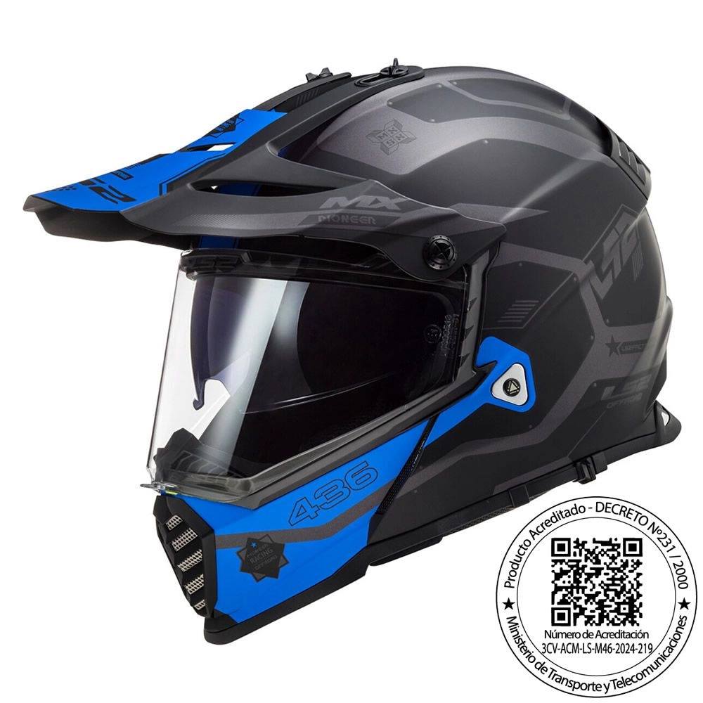 CASCO LS2 MX436 PIONEER COBRA NGR AZUL (S)