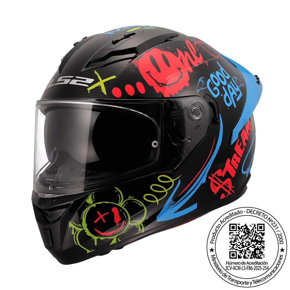 [17843] CASCO LS2 FF806 FUSION ONE NEGRO ROJO MATTE (M)