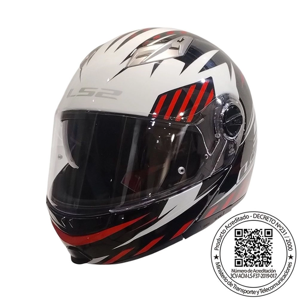 CASCO LS2 FF370 EASY EXTENT NEGRO BLANCO ROJO (S)