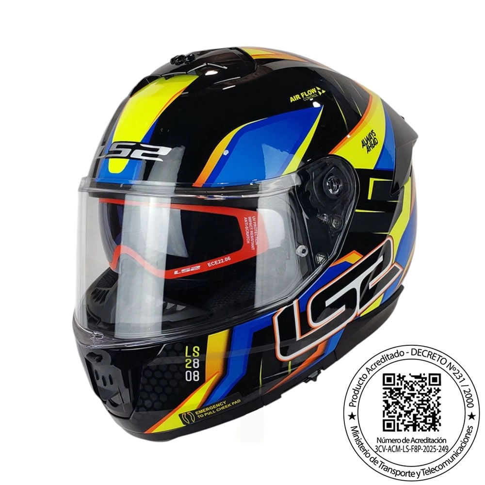 [18017] CASCO LS2 FF808 STREAM II TINUX NEG AMARILLO (M)
