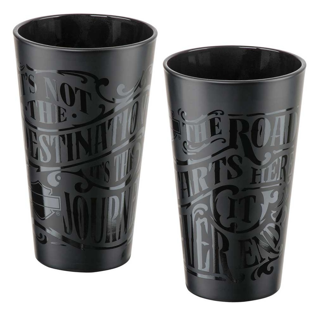 H-D Destination Matte Black Pint Glass Set