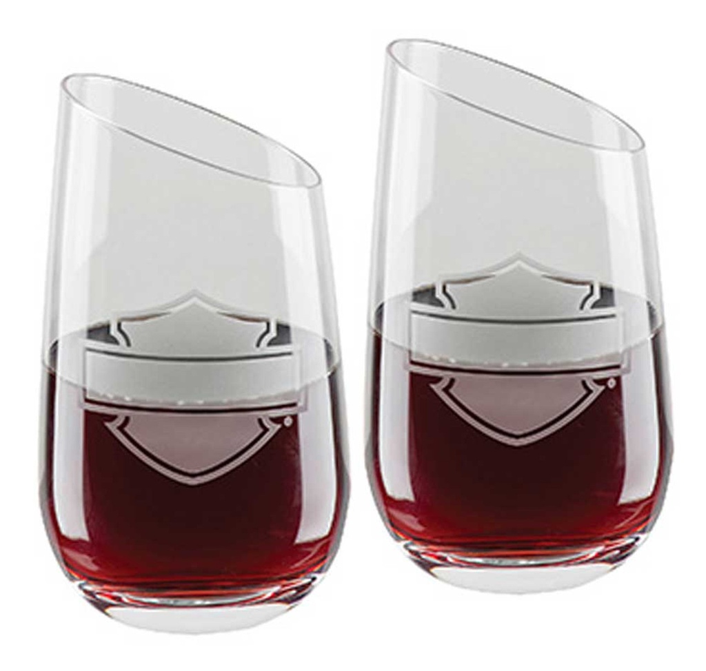 [HDL-18797] H-D Silhouette Bar & Shield Stemless Wine Glass Set