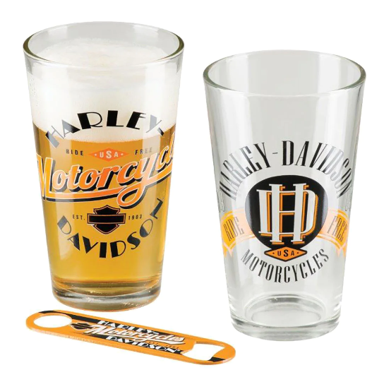H-D Ride Free Pint Glass Set