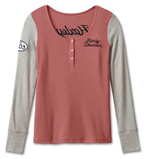 HENLEY-KNIT,PINK COLORBLOCK 96681-23VW
