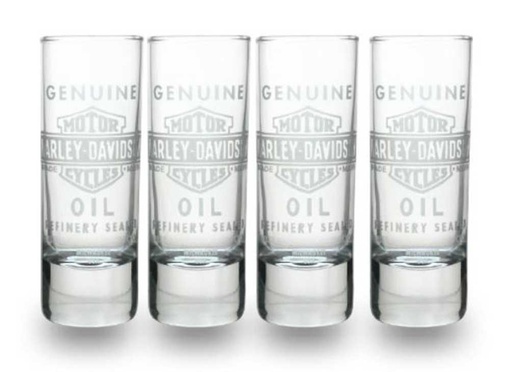 [SG21271] Shotglass, Genuine Oil, Tall Clear, Set of 4, 2.5 oz.