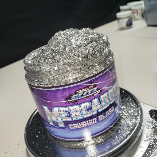 [F252 B 2.5oz Mercado Crushed Glass Small] Mercado's Crushed Glass Metal Flake - Small / 2.5oz